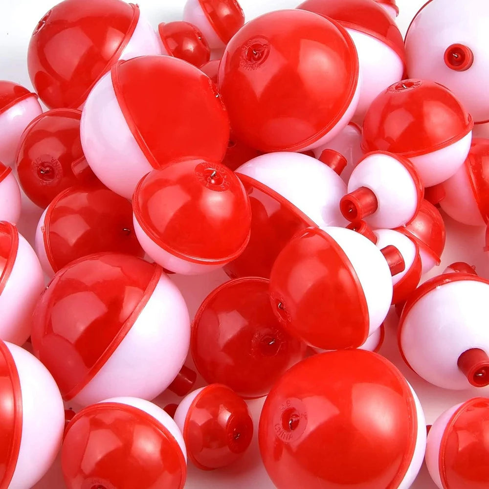 10 Uds. Bobbers de pesca ABS duro rojo/blanco Bobbers deslizantes botón de empuje boya redonda flotadores accesorios de aparejos de pesca