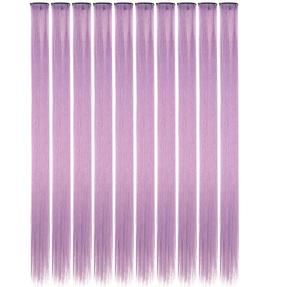 10 unids/pack de extensiones de cabello con Clip para fiesta de colores para niñas, postizos sintéticos de pelo liso de 22 pulgadas de colores Omber