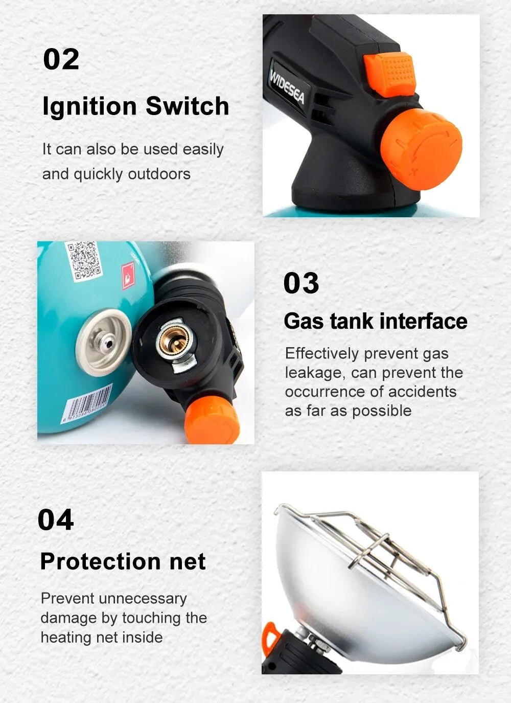 Calentador de Camping Widesea, chimenea portátil de acero inoxidable para invierno, estufa al aire libre, quemador de Gas para senderismo, equipo de supervivencia de calefacción