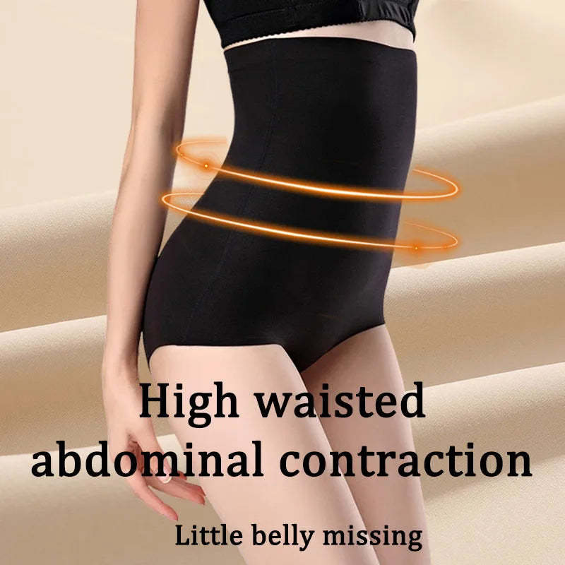 FINETOO, 1 unidad, 2024, nueva ropa interior ajustada de cintura alta para el vientre, ropa interior de seda helada para mujer, pantalones ajustados posparto finos sin costuras con forma de vientre