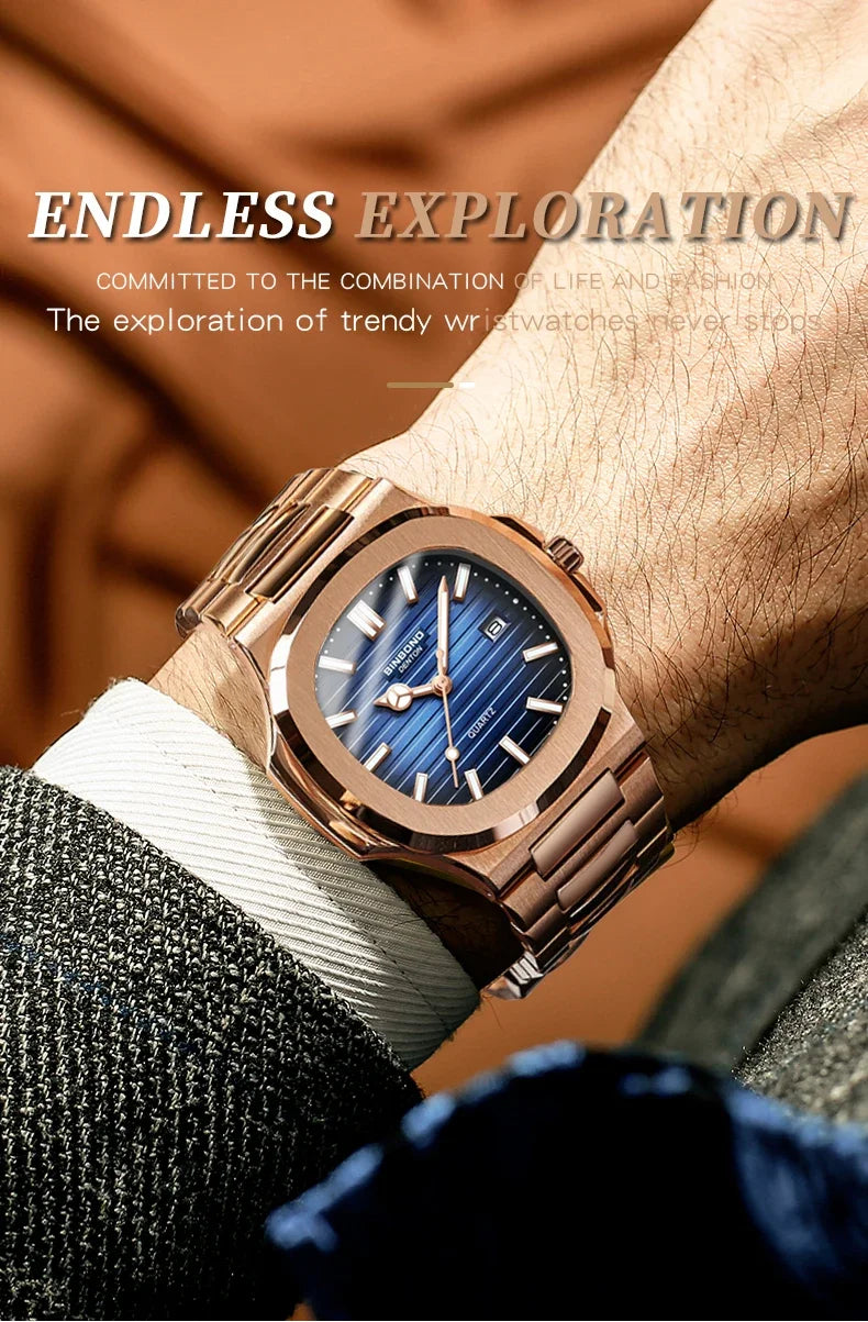 Nuevo Reloj informal de negocios de oro rosa, Reloj de lujo para Hombre, relojes automáticos, relojes de pulsera de cuarzo de alta moda para Hombre, regalos, Reloj para Hombre