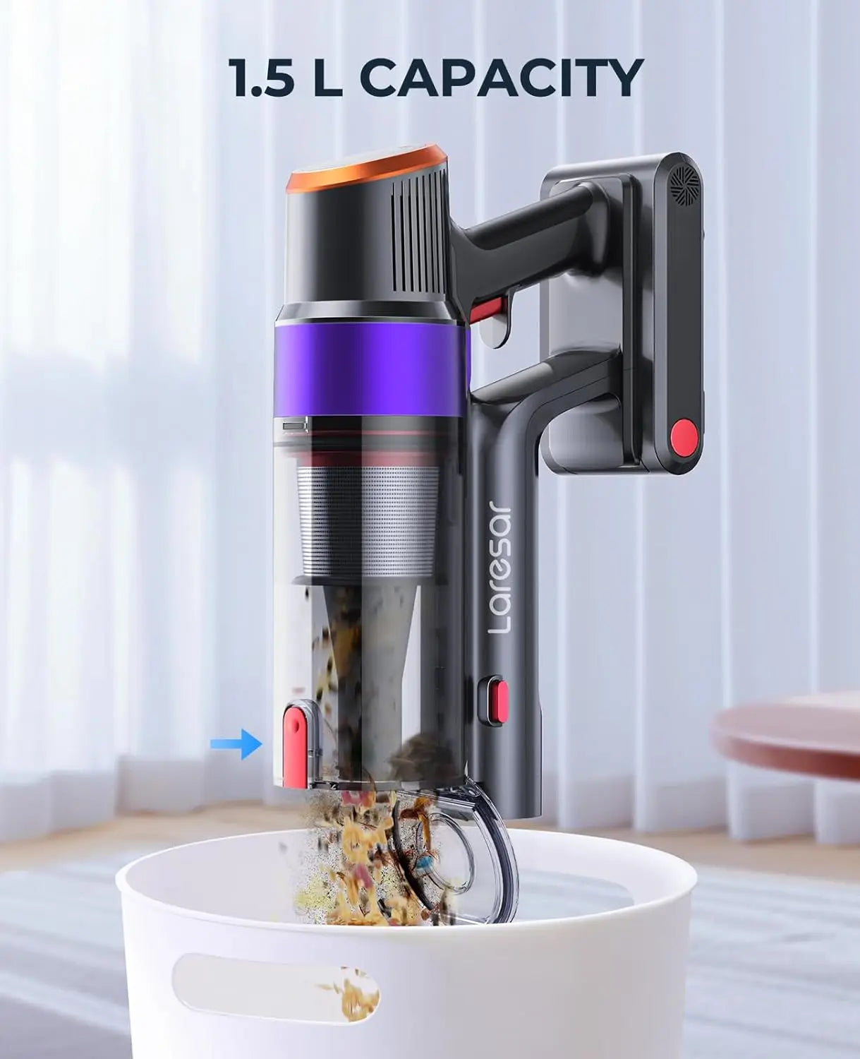 Aspiradora inalámbrica Laresar Elite 8, electrodoméstico de mano, 450W, potente pantalla táctil inteligente para el hogar, batería desmontable de 55 minutos