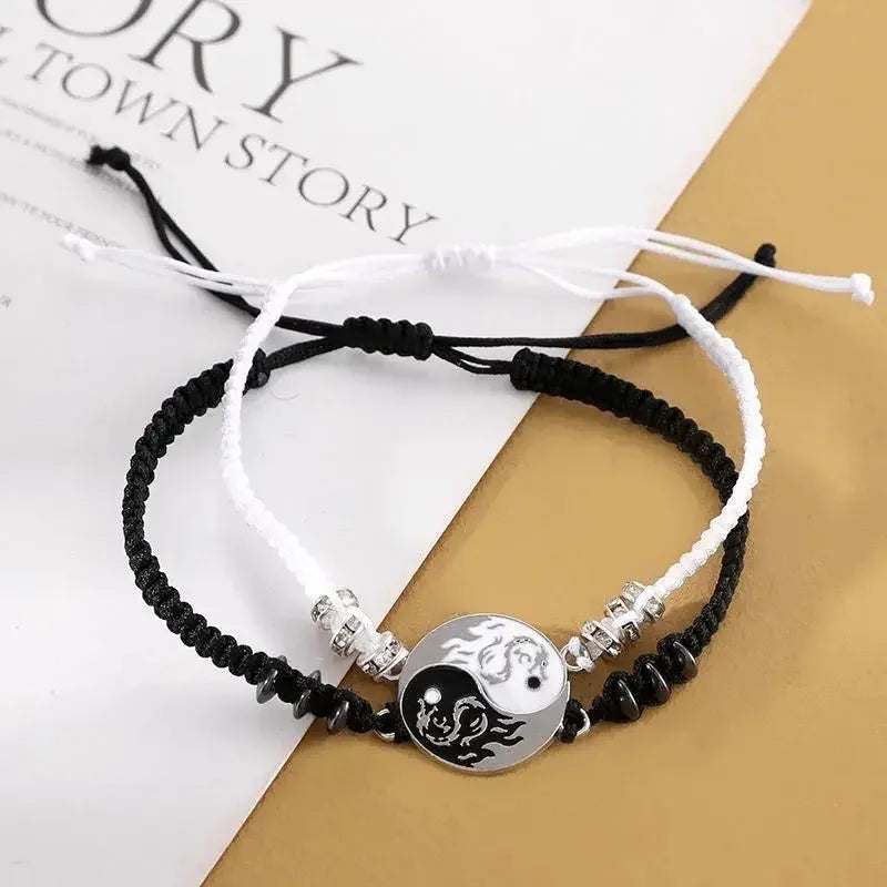 2025 figura de dragón de moda pulsera Yin Yang pareja pulseras ajustables novio novia joyerÃa de amistad del DÃa de San ValentÃn