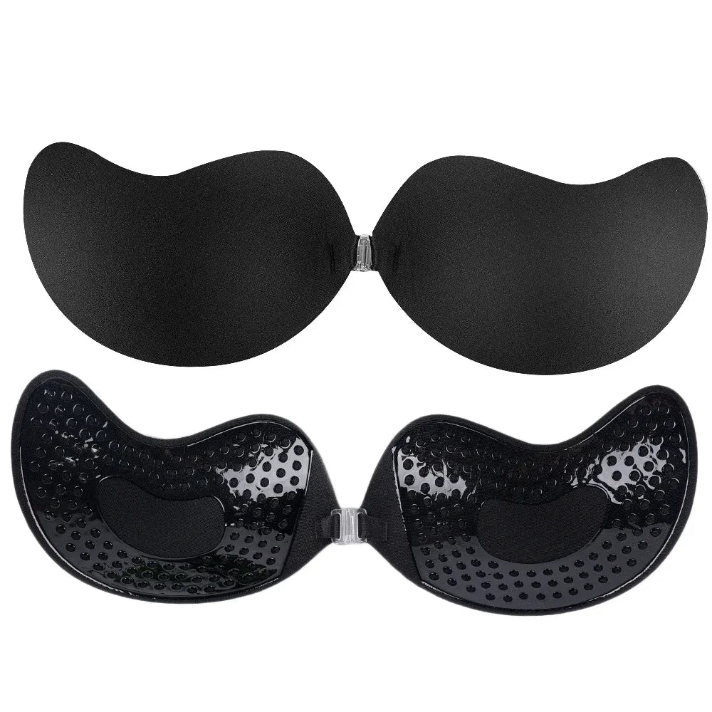 Sujetador adhesivo Invisible sin tirantes para mujer, sin tirantes Sujetador Push Up, lencería de silicona sin costuras, cubiertas para pezones, Bralette, ropa interior