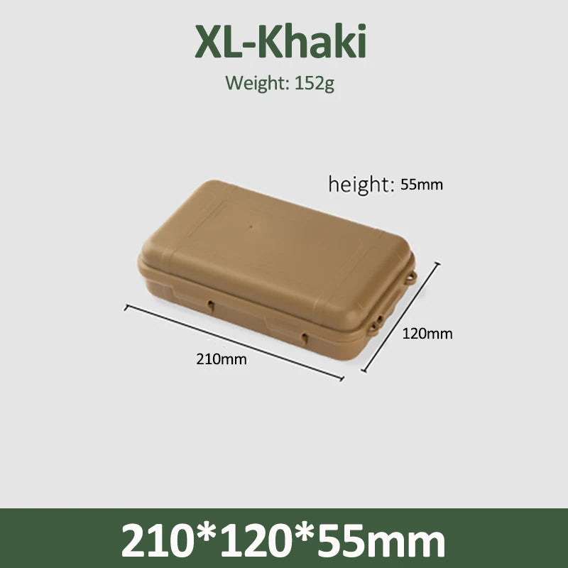 Caja de supervivencia sellada impermeable de plástico para exteriores, contenedor para acampar, caja de almacenamiento de viaje al aire libre, bolsa de aparejos de pesca, tamaño S/L/XL