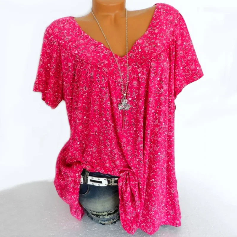 Camiseta holgada sin mangas para mujer, ropa de dormir de casa con cuello en V, Tops con estampado Floral, camisetas informales sexys a la moda para mujer