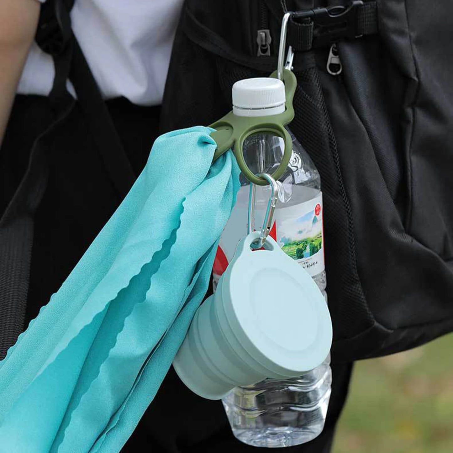 Mosquetón portátil 3 en 1, gancho de silicona duradero para acampar, viajes en bicicleta, supervivencia salvaje, pesca, ganchos para mochila al aire libre, 1/2/5 Uds.