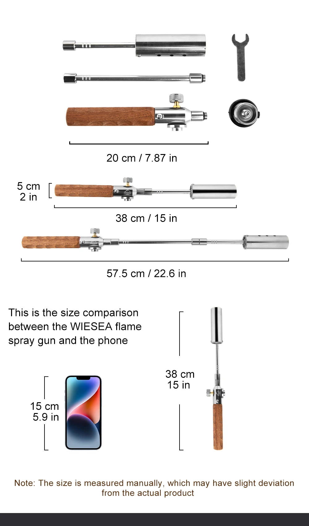 Widesea-encendedor de llama larga para acampar, quemador de mango de madera portátil para exteriores, Picnic, barbacoa, tanque de Gas, pistola de pulverización, kit de herramientas de estufa extraíble