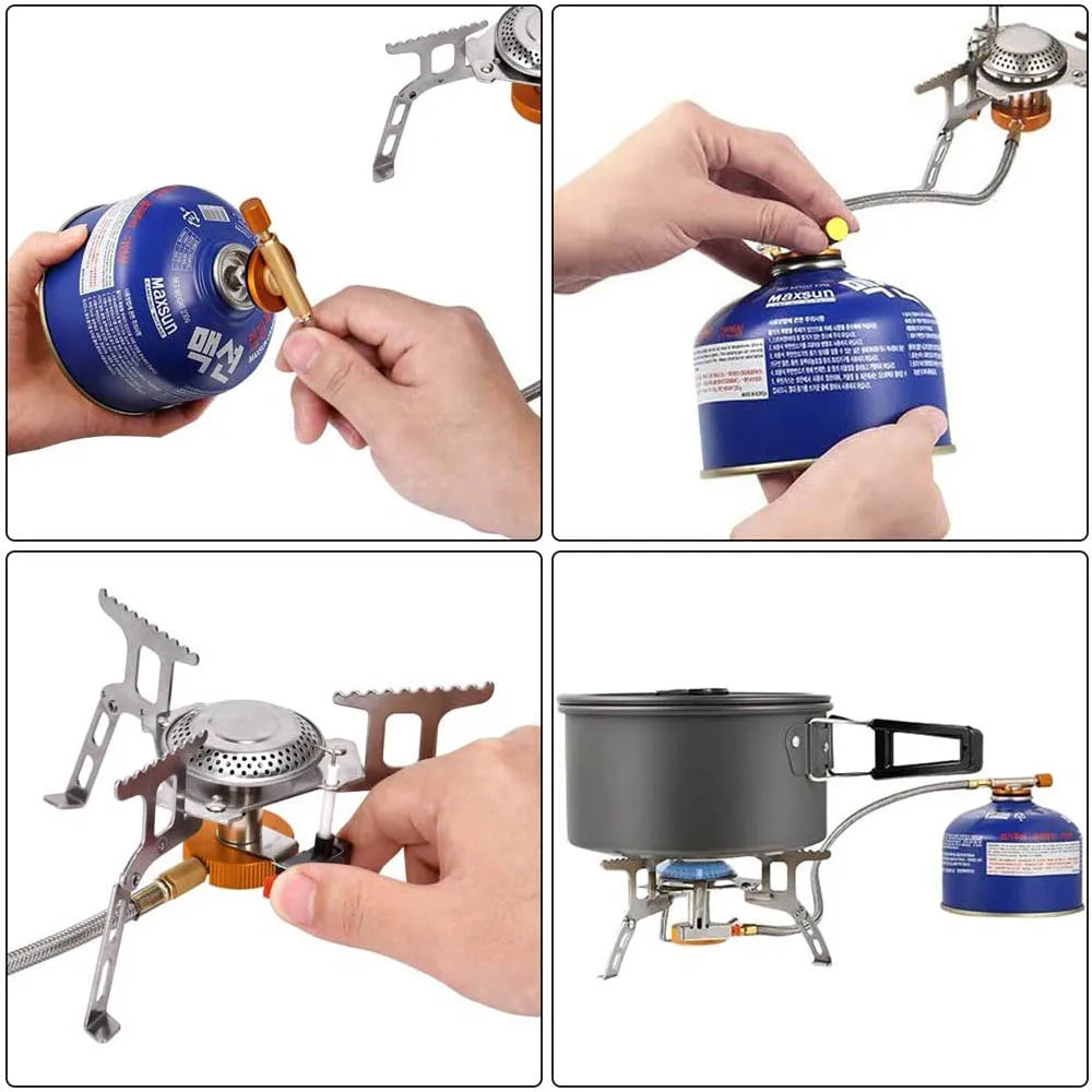 Estufa de Gas para acampar al aire libre, quemador de alta potencia, calentador portátil para barbacoa, equipo de cocina portátil para turistas, suministros para Picnic