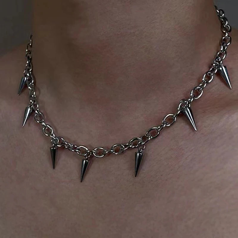 Collar con tachuelas estéticas Punk de acero inoxidable, gargantilla para hombre, collar con colgante de remache de Hip Hop para mujer, regalos de joyerÃa gótica