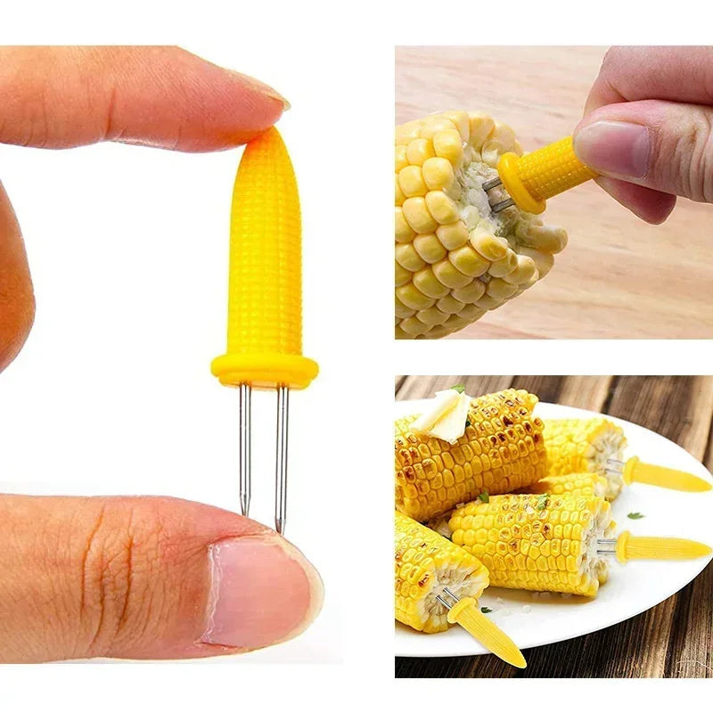 10 Uds. De tenedor, brocheta de maÃz, soportes de maÃz de acero inoxidable, brochetas de maÃz en espiga, tenedores de fruta, herramienta de cocina para acampar al aire libre y barbacoa