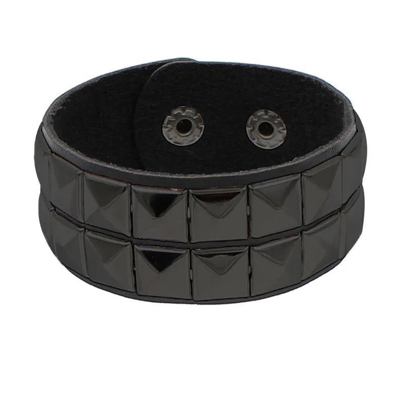 Pulsera Punk de cuero de los años 80 para hombres y mujeres, pulsera gótica Punk Rock, brazalete Unisex para accesorios de recuerdos de fiesta de Halloween