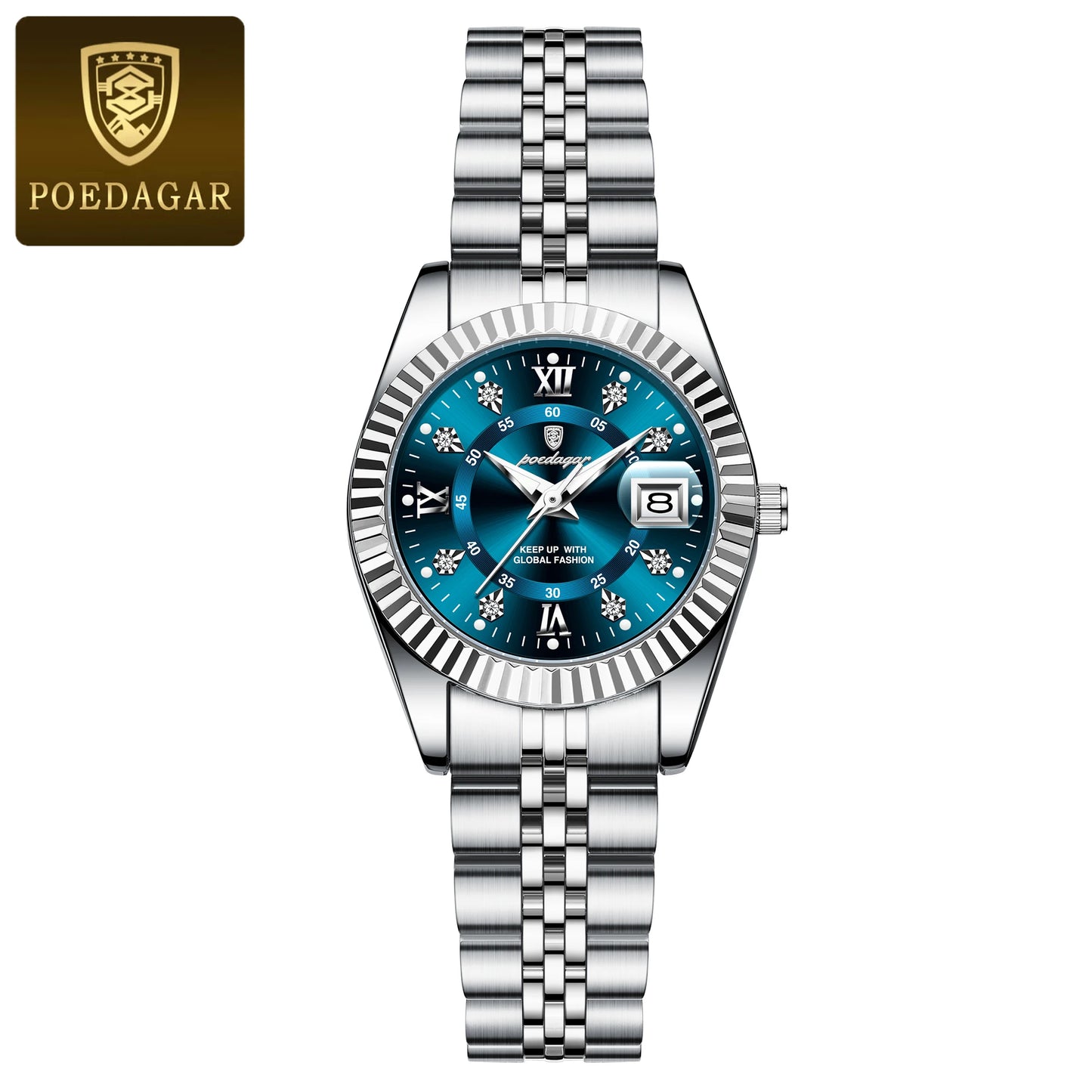 POEDAGAR, relojes de lujo para mujer, Reloj de pulsera resistente al agua con fecha luminosa para mujer, Reloj de cuarzo elegante de acero inoxidable para mujer, Reloj