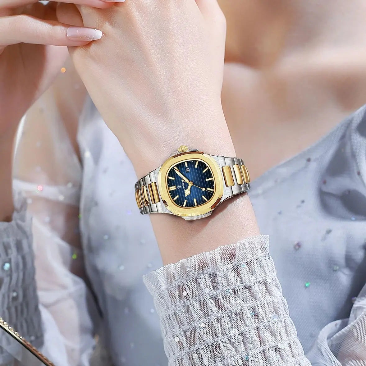 Reloj POEDAGAR cuadrado de lujo para mujer, reloj de pulsera resistente al agua con fecha luminosa para mujer, relojes de cuarzo de moda de acero inoxidable para mujer