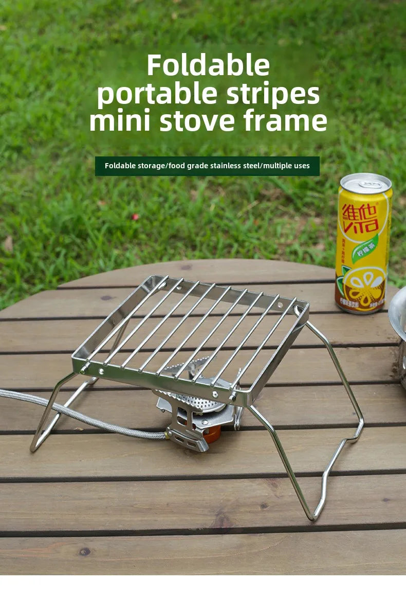 Parrilla plegable para fogata, portátil, multifuncional, de acero inoxidable, resistente a la corrosión a altas temperaturas, para acampar al aire libre