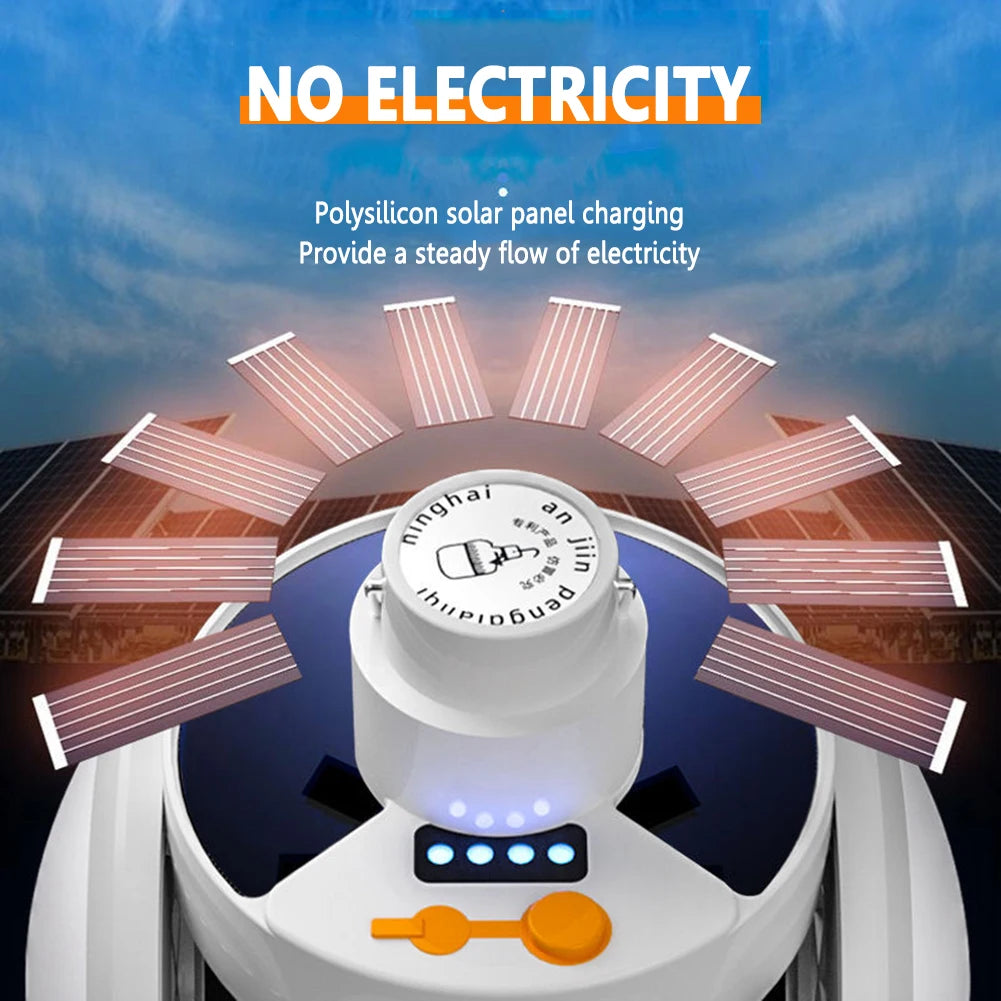Bombilla LED Solar para acampar, linterna recargable, lámpara de noche, suministros de acampada, linterna portátil ajustable de 5 engranajes