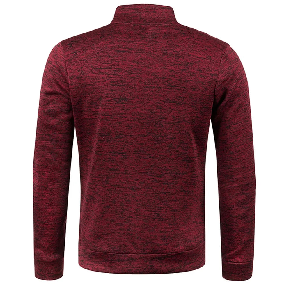 Jersey para hombre, sudaderas más gruesas, jersey con media cremallera para hombre, sudadera con capucha para hombre, suéteres de cuello alto de Color sólido de otoño