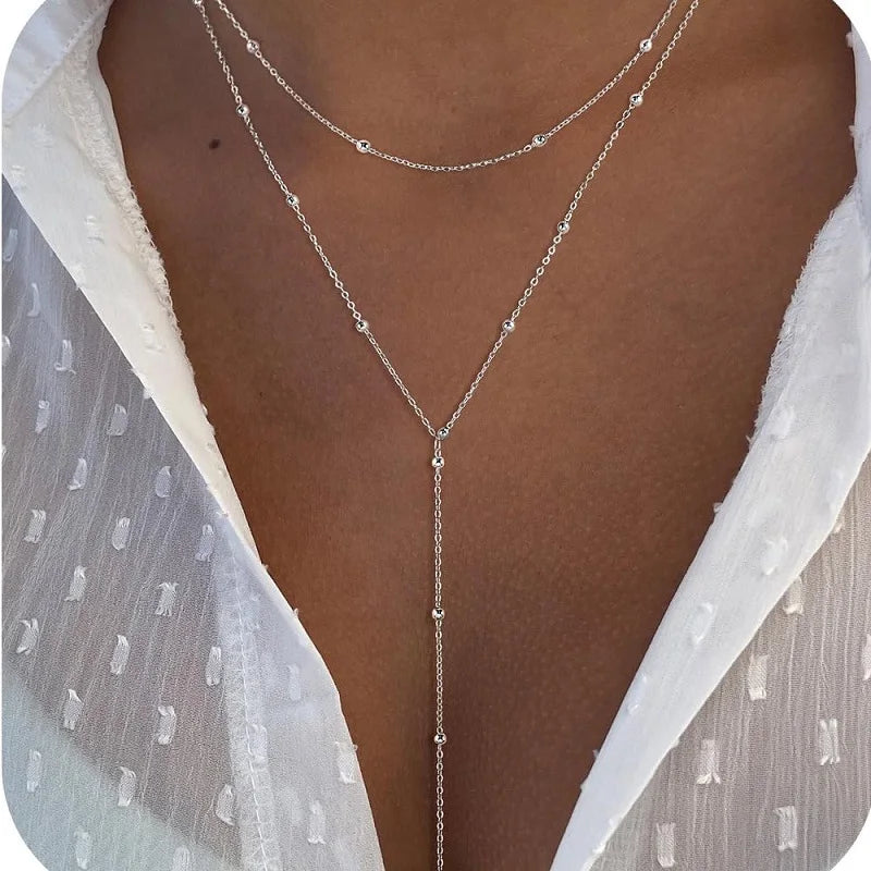 Collares con colgante en forma de Y de Color dorado a la moda para mujeres y niñas, Gargantilla larga con borla de circonia cúbica de lujo, regalo de joyerÃa