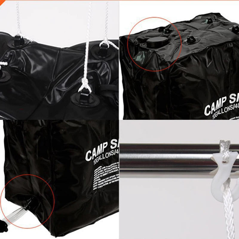Bolsa de agua 40L cabezal de ducha energía Solar calentamiento rápido Camping bolsa de ducha Camping pesca senderismo bolsa de almacenamiento de agua bolsa de baño
