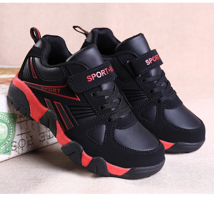 Zapatos para niños, zapatillas deportivas escolares de cuero de moda para niños, tenis, informales, para caminar, correr, antideslizantes, talla 28-39