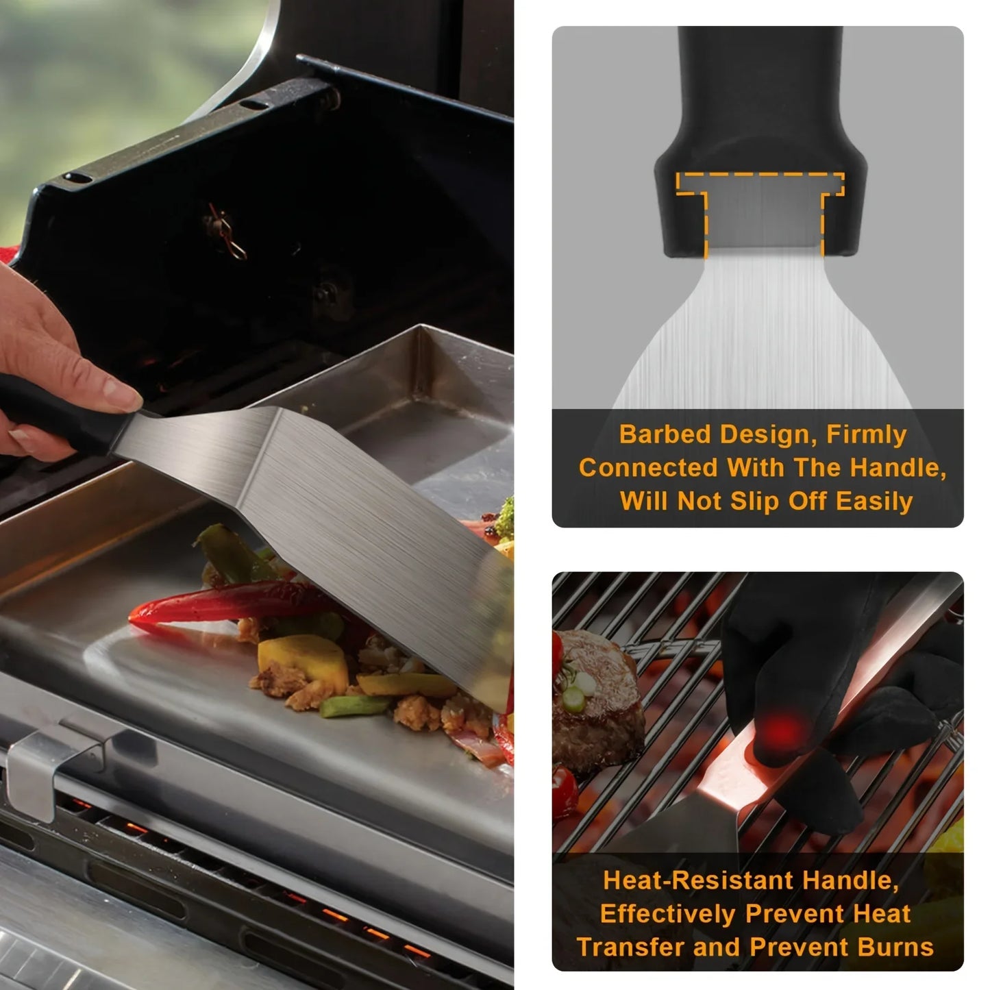 Juego de herramientas para parrilla superior plana de 15 piezas para Blackstone y Camping, juego de accesorios de acero inoxidable para asar al aire libre