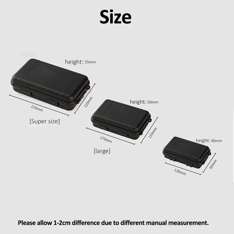 Caja de supervivencia sellada impermeable de plástico para exteriores, contenedor para acampar, caja de almacenamiento de viaje al aire libre, bolsa de aparejos de pesca, tamaño S/L/XL
