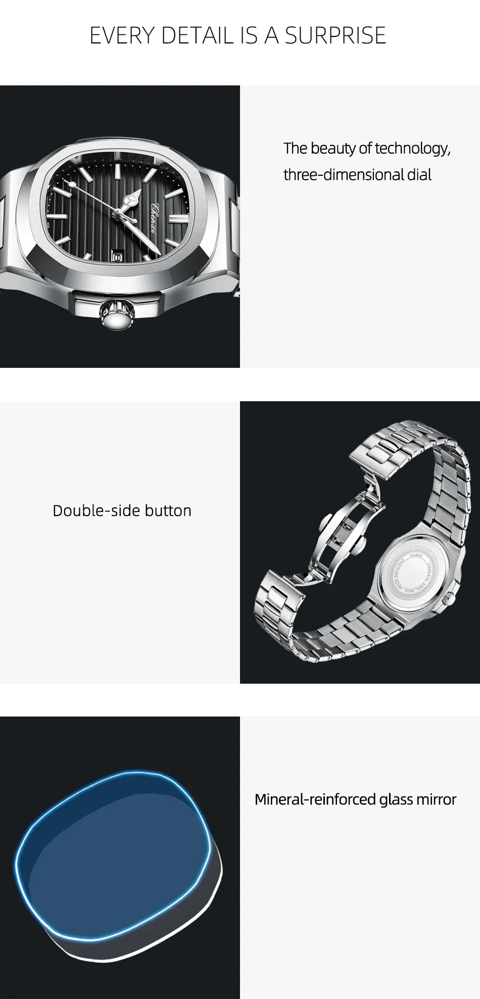 CHENXI 8222 reloj de negocios informal luminoso de acero inoxidable dorado de lujo para hombres relojes de pulsera de cuarzo de moda resistente al agua