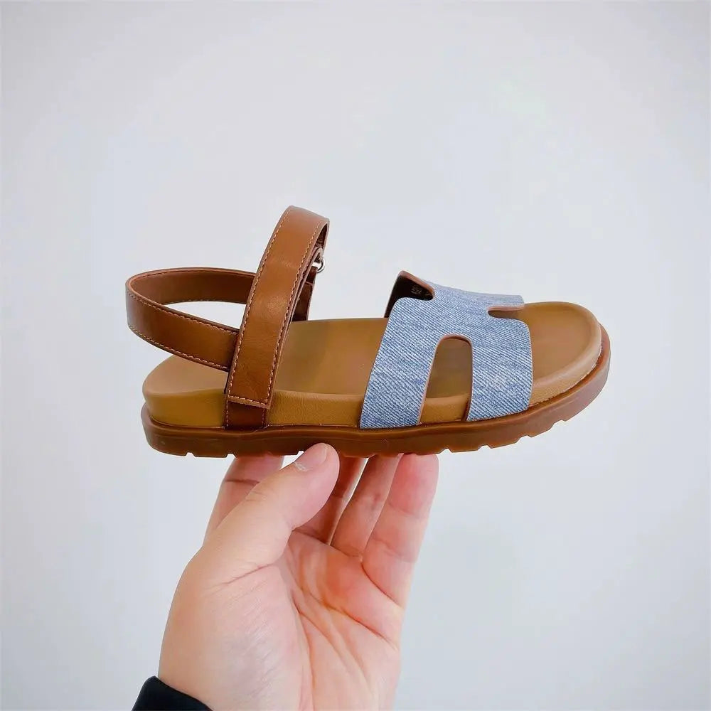 Sandalias de playa para niños, zapatos descalzos para niñas y niños, calzado plano sin cordones con dedos abiertos, zapato de moda para niños de verano 2025 para 26-36