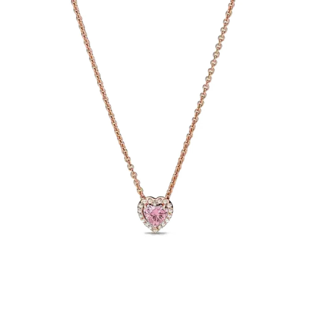 Nuevo original Plata de Ley 925 chapada brillante en forma de corazón collar pulsera mujer regalo de cumpleaños del Día de San Valentín joyería DIY