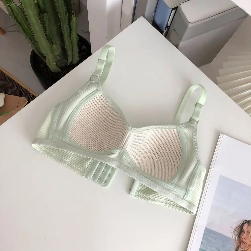 Sujetador inalámbrico ajustado para mujer, Bralettes con pechos recogidos a prueba de golpes, lencería antiflacidez, sujetador con escote en V profundo para verano