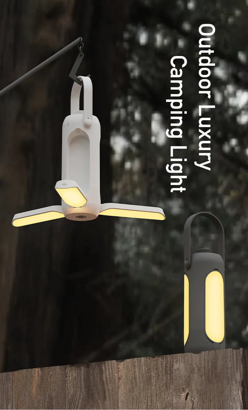 Linterna Multifuncional de Camping + Power Bank - 10000mAh Recargable USB-C, 3 Colores con Dimerización Continua, Panel Plegable & Cargador de Emergencia, para Camping/Senderismo