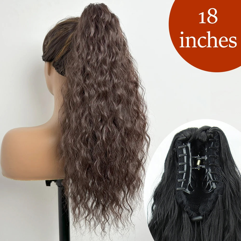 Extensiones de cabello de cola de caballo con Clip de garra larga y recta sintética, pieza de cabello de cola de caballo resistente al calor de 24 pulgadas para mujer, fiesta diaria