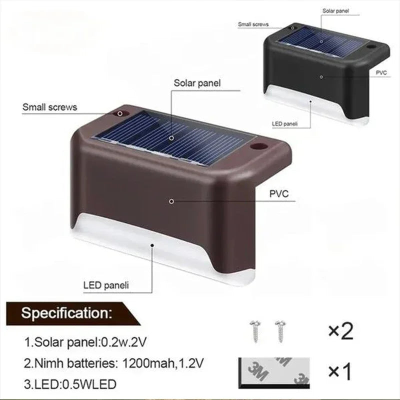 1/4/8/12/Uds luces LED solares luz de jardÃÂn al aire libre lámpara de cubierta luz Solar de escaleras lámpara de paso Solar impermeable decoración de jardÃÂn y Patio
