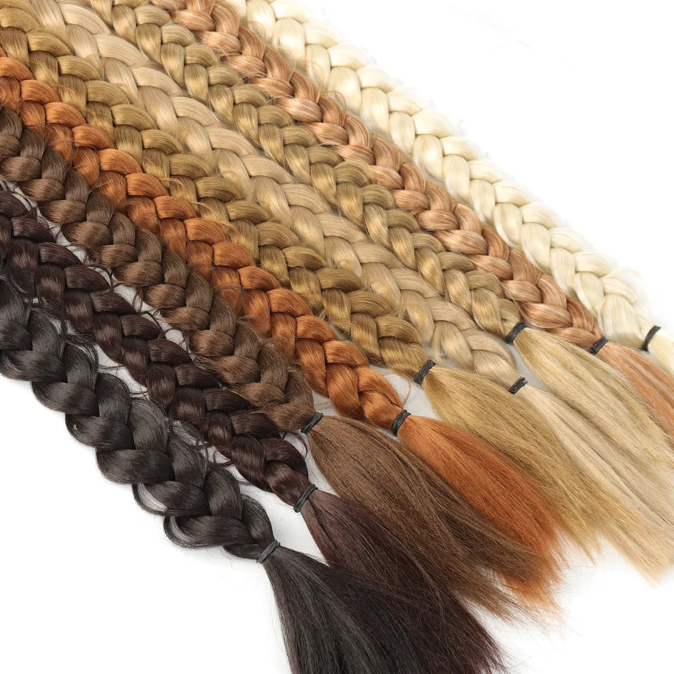 Extensiones de cabello de cola de caballo trenzadas de largo sintético de 24 pulgadas para mujer, accesorios para el cabello de fibra de alta temperatura