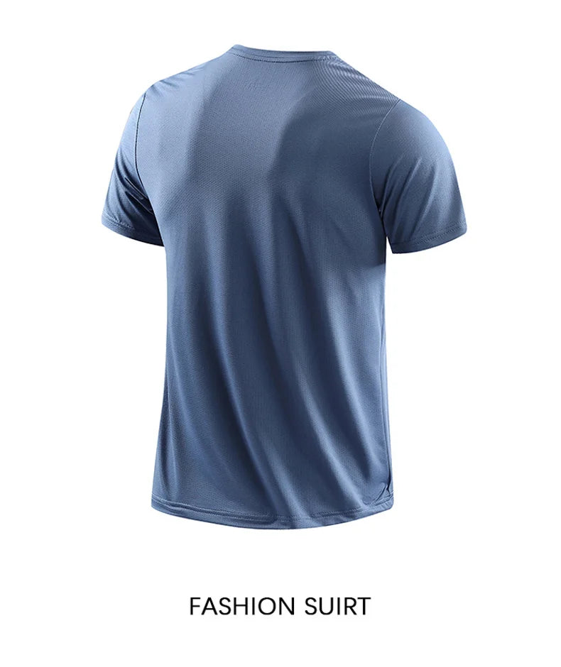 CHRLCK-camisetas de secado rápido para correr para hombre, camisetas transpirables para senderismo y pesca, Camisa corta para deportes al aire libre de elasticidad suave, verano