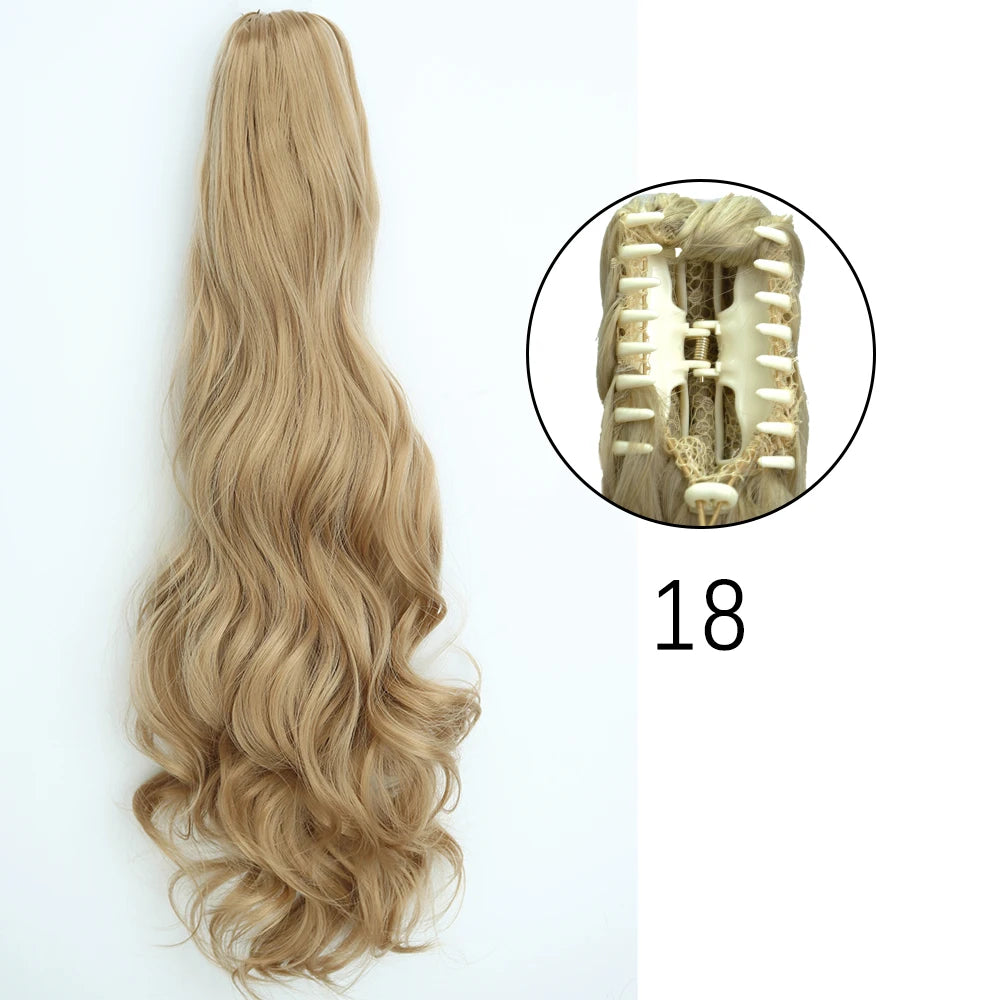 Extensiones de cabello de cola de caballo con Clip de garra larga y recta sintética, pieza de cabello de cola de caballo resistente al calor de 24 pulgadas para mujer, fiesta diaria