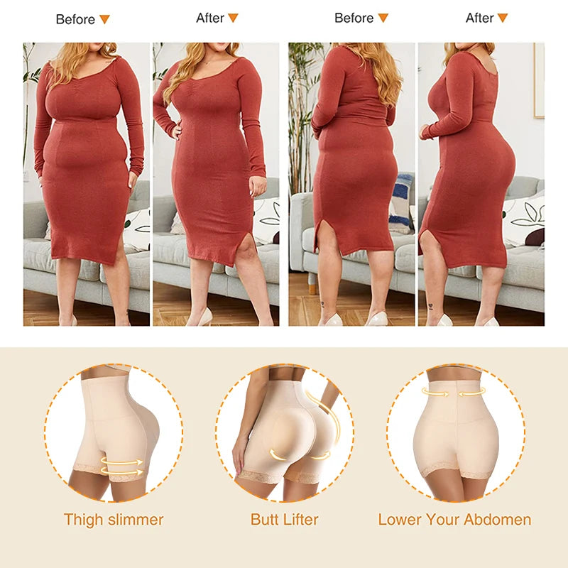 Entrenador de cintura alta, levantador de glúteos con bragas de Control acolchadas, ropa interior adelgazante, moldeadores de barriga, corsé moldeador
