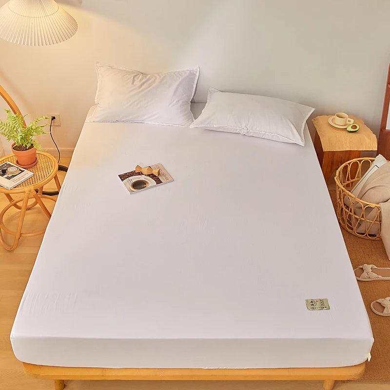 Sábana bajera de algodón 100% con banda elástica, Funda de colchón ajustable antideslizante de Color sólido para cama individual, doble, King y Queen