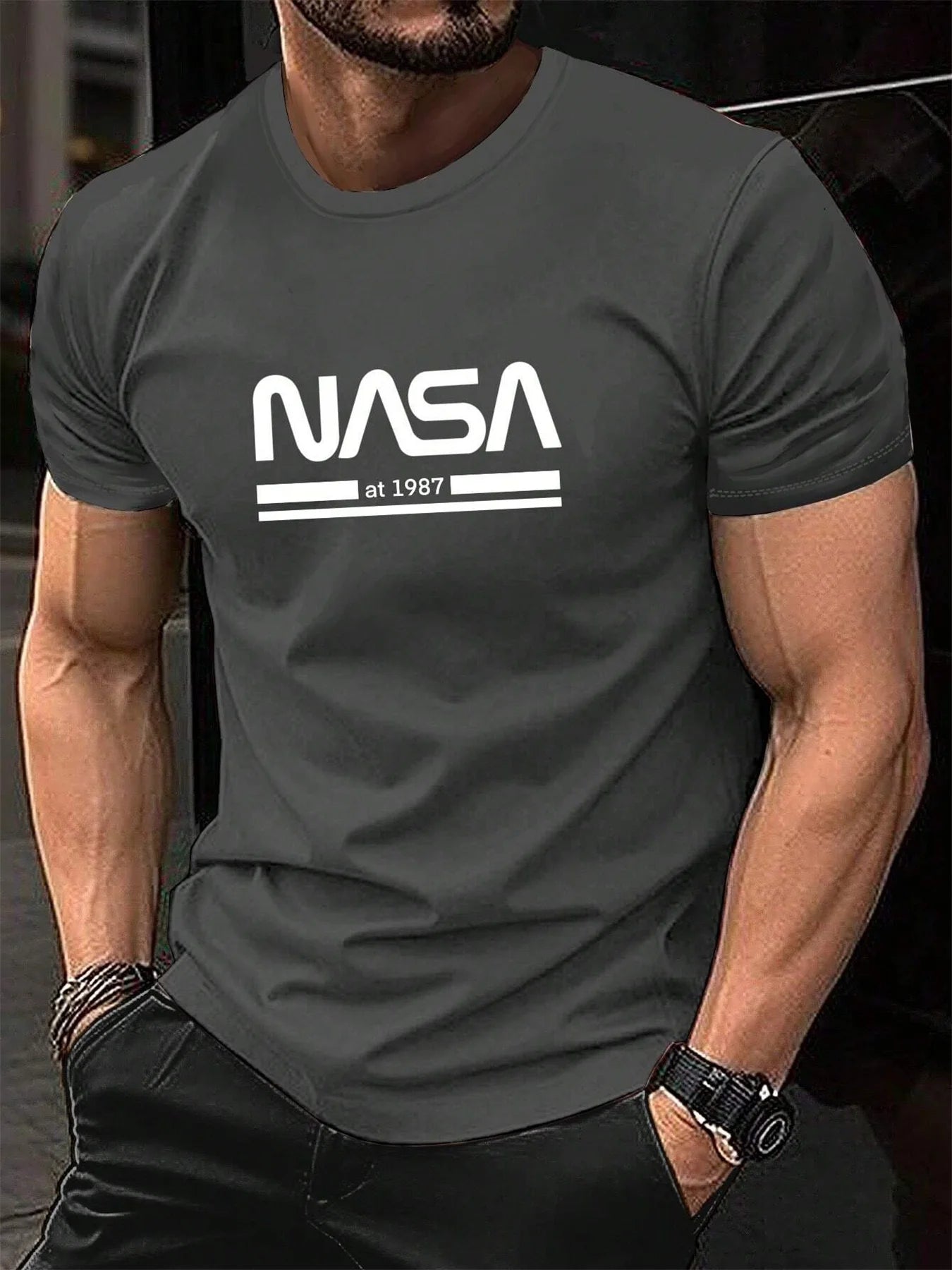 Camiseta de manga corta con cuello redondo para hombre, 100% algodón, informal, a la moda, holgada, de talla grande, con estampado de letras, deportiva