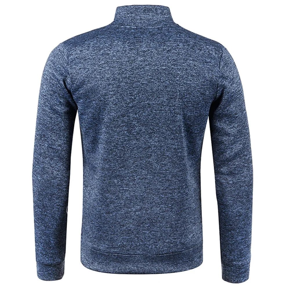 Jersey para hombre, sudaderas más gruesas, jersey con media cremallera para hombre, sudadera con capucha para hombre, suéteres de cuello alto de Color sólido de otoño