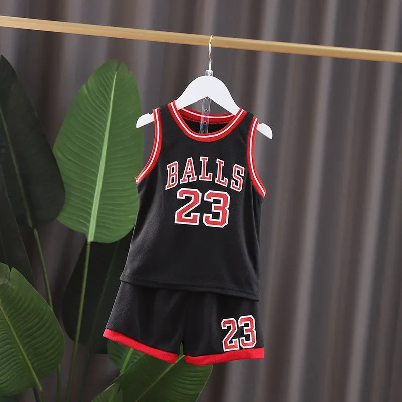 2025 Verano bebé niño niña baloncesto guarderÃÂa ropa camiseta camisola + Pantalones cortos niños chándales 1 2 3 4 5 6 años