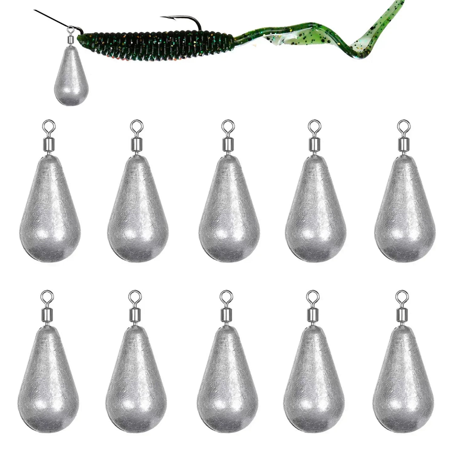10 unids/lote, plomos de peso para pesca, 3,5g, 5g, 7g, 10g, 14g, cebo suave, accesorios para aparejos de pesca de lubina, conector de gancho de plomos de lÃnea