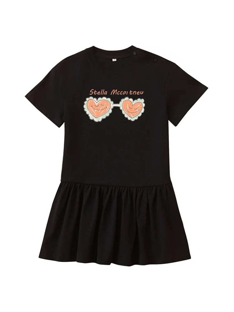 Vestido de verano para niñas, moda informal para vacaciones, falda para niños, vestido de princesa de manga corta de algodón para fiesta, comodidad suave