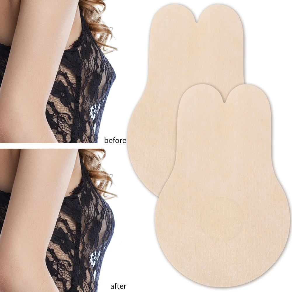 Cubierta desechable para pezón con Orejas de conejo, parche para el pecho, sujetador Invisible fino no tejido, ropa interior deportiva autoadhesiva con realce para el pecho