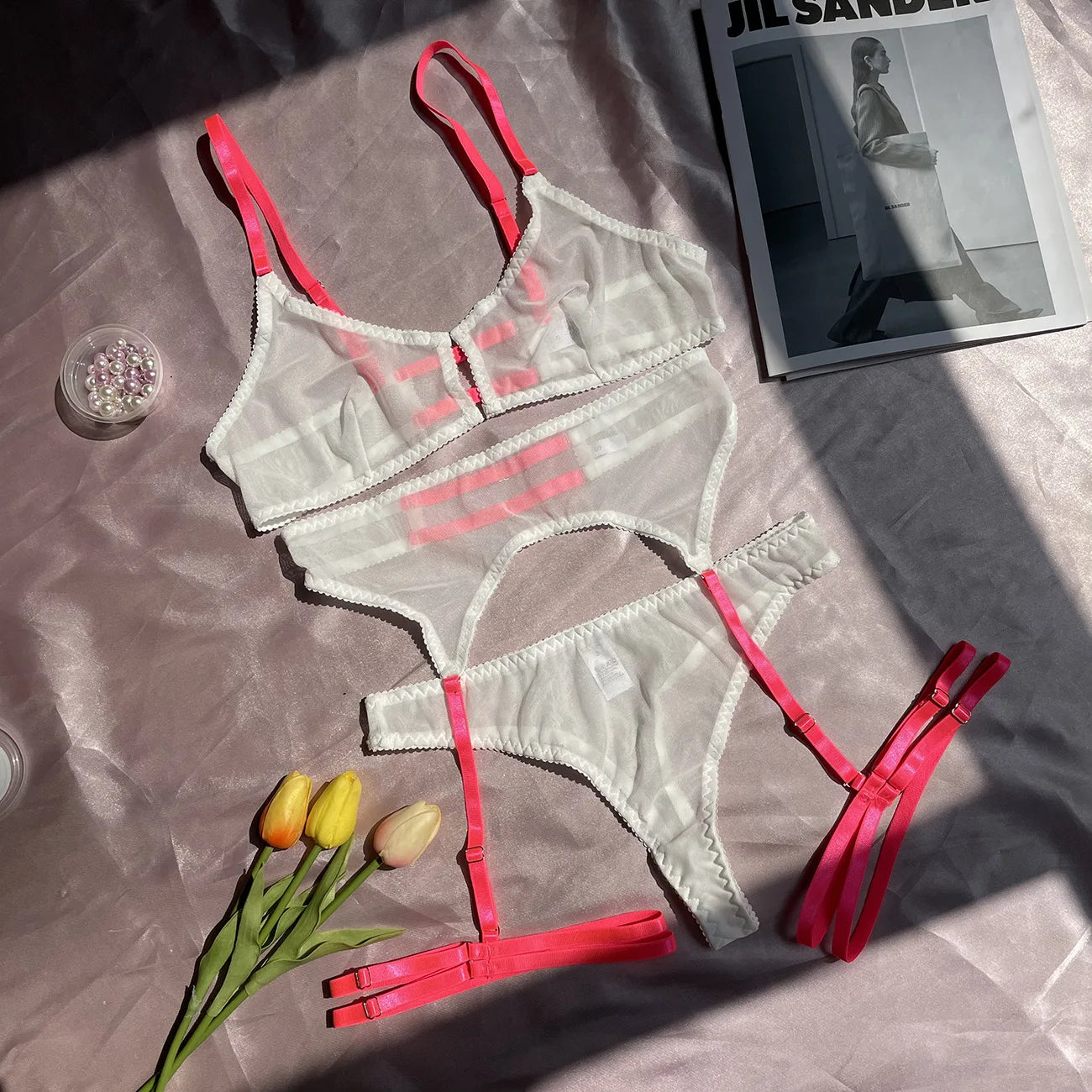 Babydoll de encaje, conjunto de sujetador abierto, ropa Ãntima para mujer, sujetador Sexy, conjuntos de Tanga y lencerÃa, conjunto de Bralette transparente, ropa interior erótica Sexy