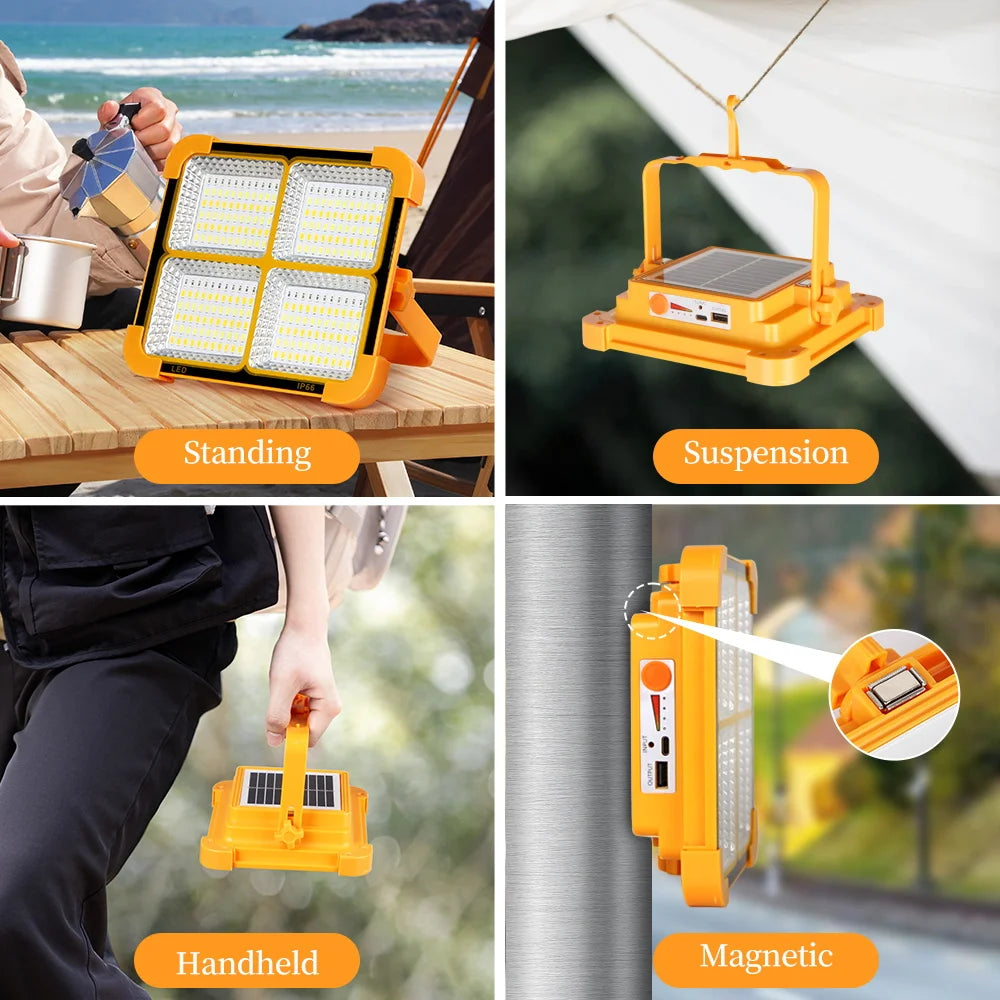 Linterna solar portátil con luces solares recargables por USB para exteriores, luz solar de emergencia para Parkside, viajes, caminatas, luces LED para acampar