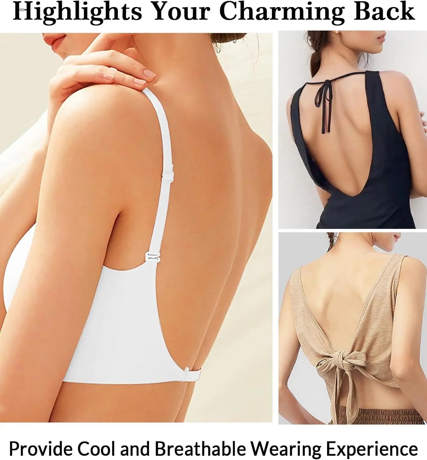 Sujetador sin costuras con espalda baja, soporte multidireccional, inalámbrico, sin espalda, Halter, Bralette acolchado, correas de elevación, sujetadores convertibles