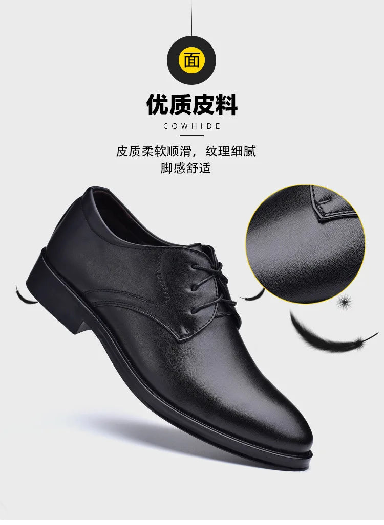 Zapatos de vestir formales para hombre, calzado informal de cuero, diseñador de boda Social, punta estrecha, zapatos negros de oficina para invierno, marca 2023