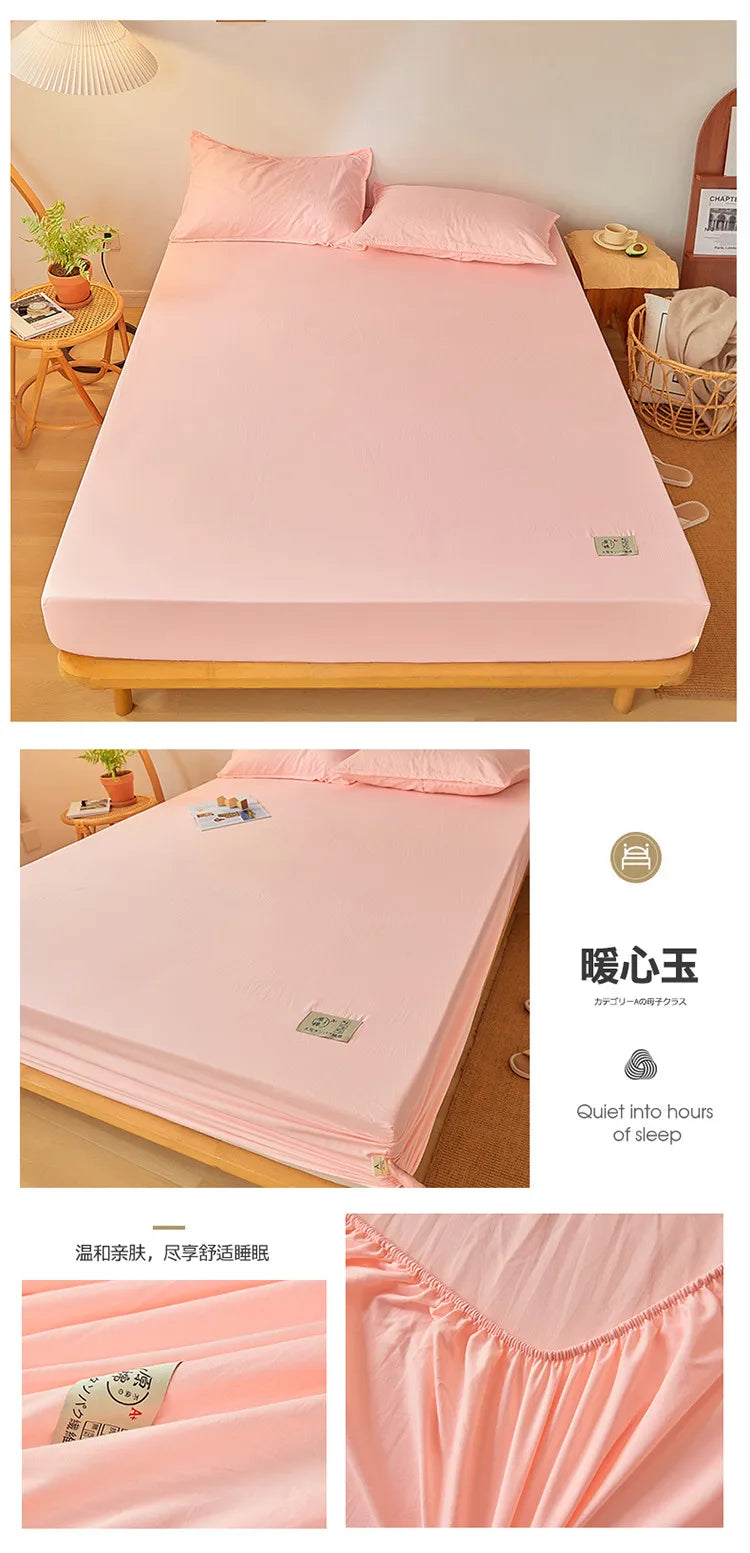 Sábana bajera de algodón 100% con banda elástica, Funda de colchón ajustable antideslizante de Color sólido para cama individual, doble, King y Queen