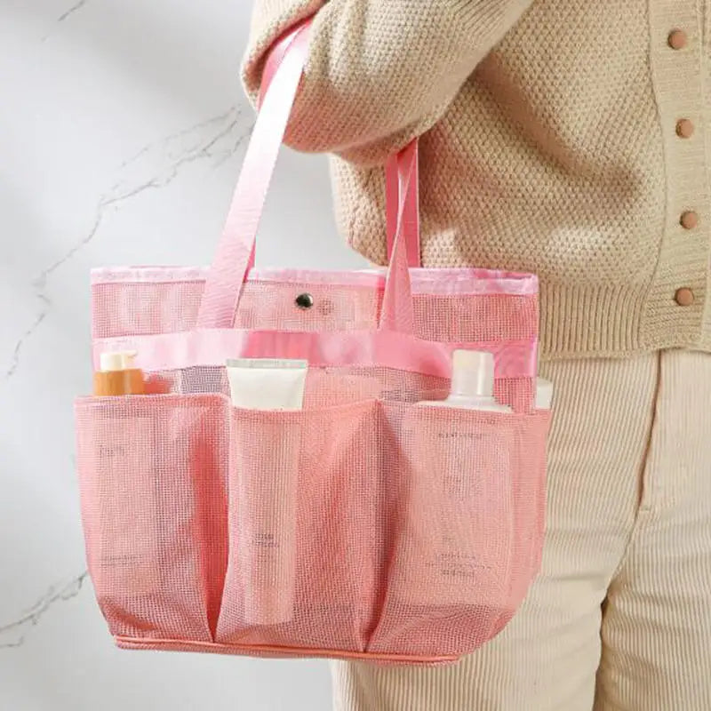 Bolsa de ducha de malla, bolsa de aseo colgante, bolsa de lavado portátil, bolsa de cosméticos de secado rápido, organizador de ducha para baño, dormitorios, Camping